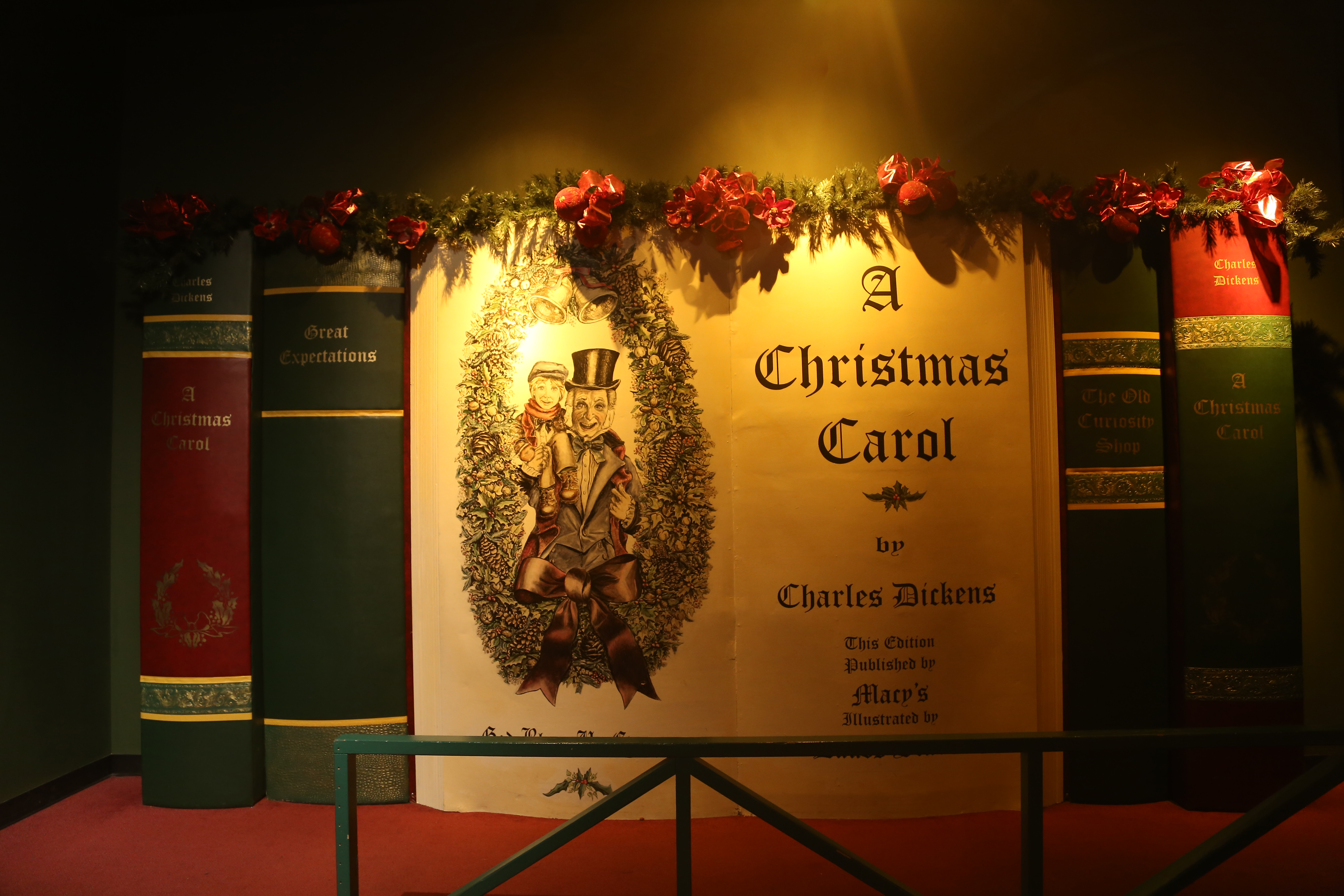 An open book with the initial pages of Dicken's "A Christmas Carol"